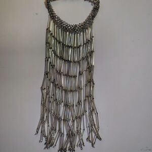 Elegant Silver Fringe Necklace